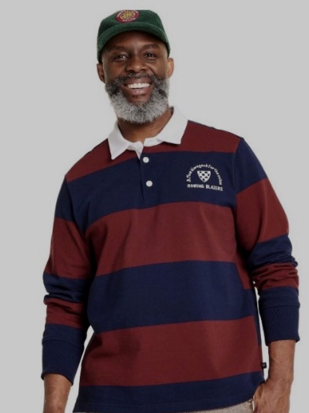Rowing Blazers x Target Rugby Shirt Mens L Navy Burgundy Stripe Crest NWT